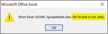Excel file format is not valid