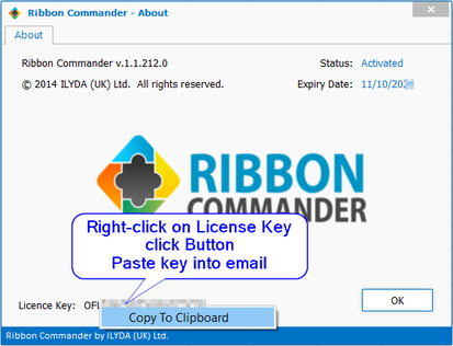 Ribbon Commander About form