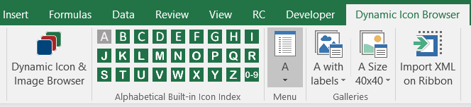 Dynamic Icon Browser Excel add-in