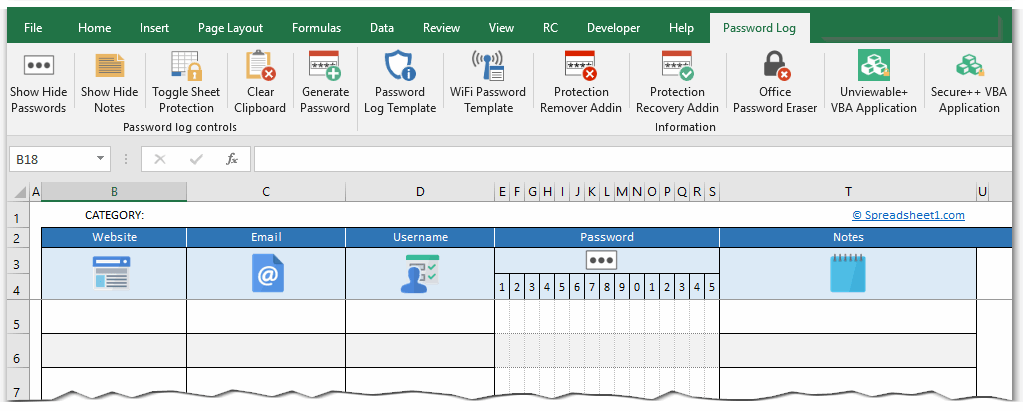 Website And Password Template from www.spreadsheet1.com