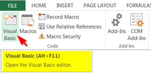 open Visual Basic Editor