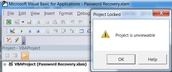 excel unlock vba project