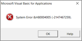 System Error in Excel