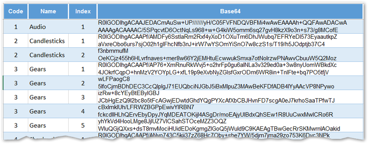 Base64 data in an Excel Table