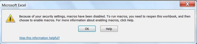 Disabled macros warning