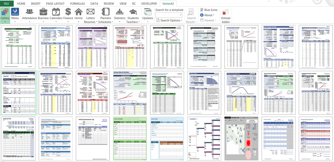 vertex42 template gallery excel addin powered by ribbon commander vertez42
