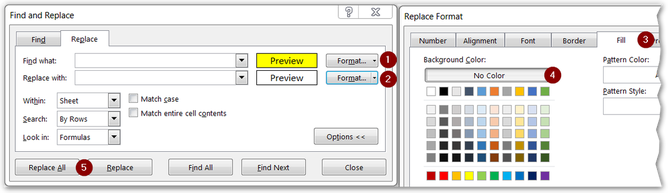 Remove or replace cell fill colors