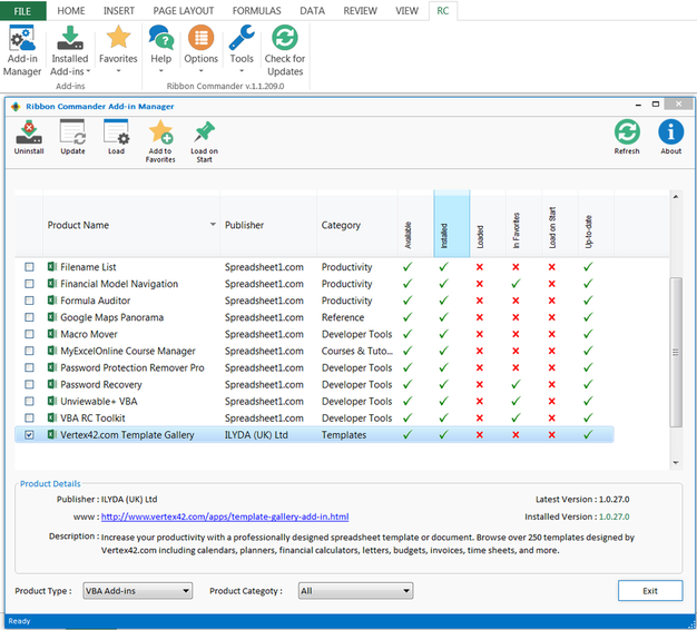 Ribbon Commander addin manager