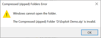 zip file error prompt